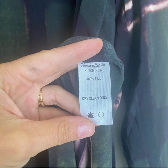 LAURA SIEGEL Moss Grid Silk Button Down Shirt Dress size Small - Picture 6 of 8